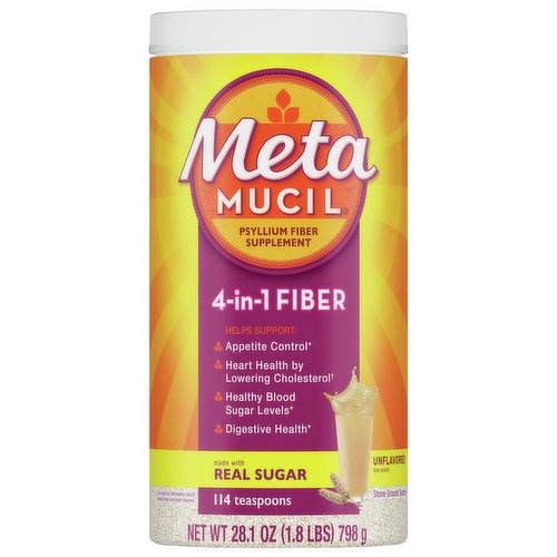 Metamucil Fiber Powder, 4-in-1, Unflavored