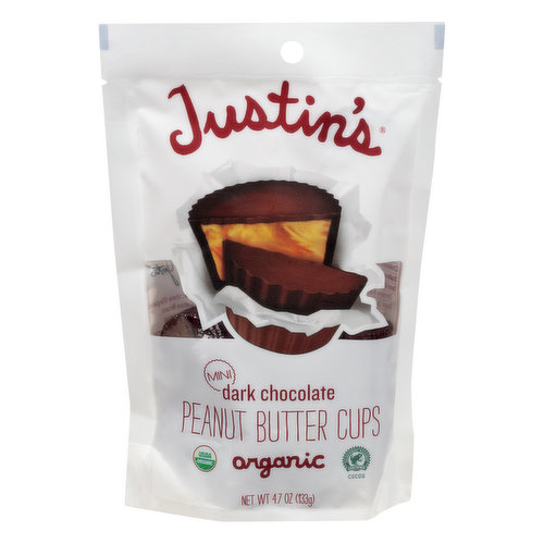 Justins Peanut Butter Cups, Organic, Dark Chocolate, Mini