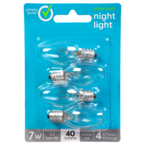 Simply Done Light Bulb, Night Light, Clear Bulb, 7 Watts