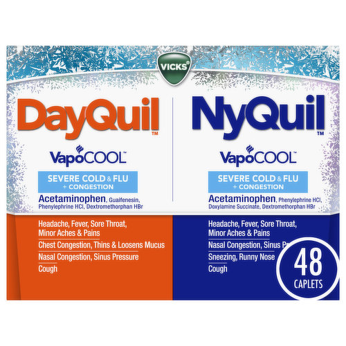 Vicks Severe Cold & Flu + Congestion, DayQuil/NyQuil, Caplets