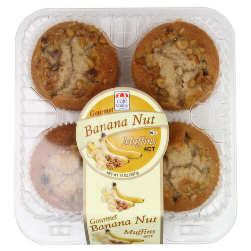 Cafe Valley Bakery 4Ct Gourmet Banana Nut Muffins