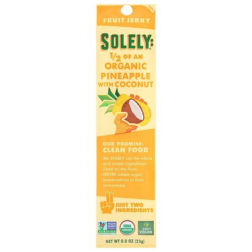 Solely Fruit Jerky, Organic, Pineapple with Coconut