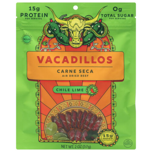 Vacadillos Beef, Air Dried, Chile Lime, Mild