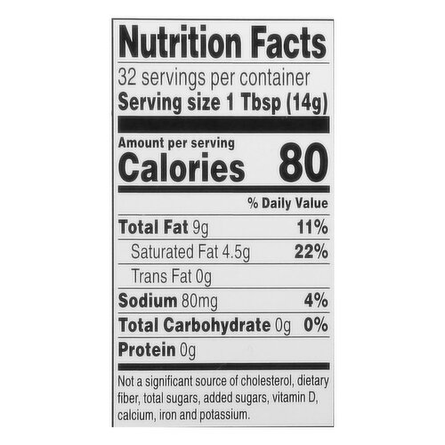 stick of butter nutrition label