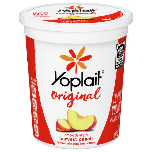 Yoplait Yogurt, Low Fat, Harvest Peach, Smooth Style