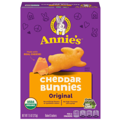 Annie's Baked Crackers, Organic, Cheddar Bunnies