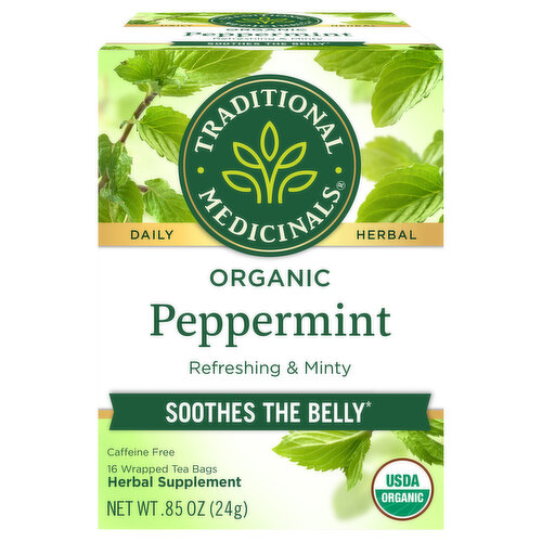 Traditional Medicinals Herbal Supplement, Organic, Peppermint, Tea Bags