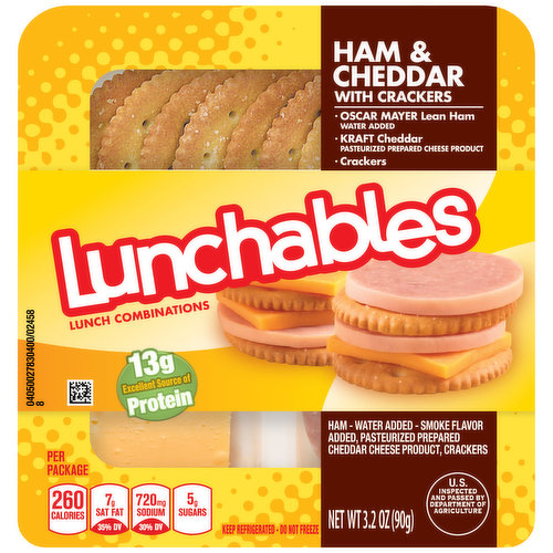 Lunchables Lunch Combinations, Ham + American Cracker Combos, Lunchables &  Lunch Packs