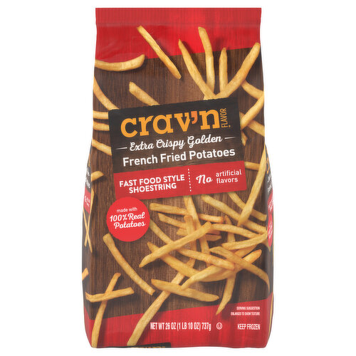 Crav'n Flavor French Fried Potatoes, Extra Crispy Golden, Fast Food Style Shoestring