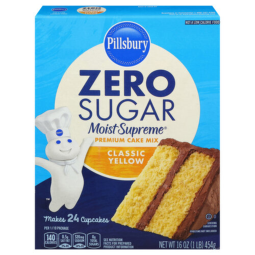 Pillsbury Cake Mix, Zero Sugar, Premium, Classic Yellow