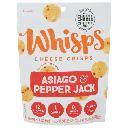 Whisps Cheese Crisps, Asiago & Pepper Jack