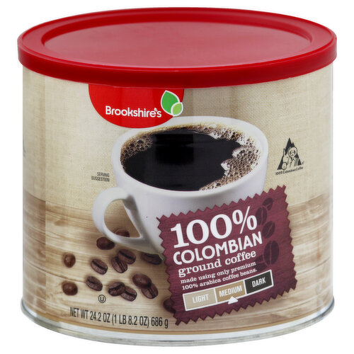 Brookshire's Coffee, Ground, Medium, 100% Colombian