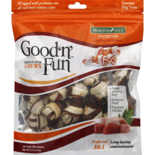 Healthy Hide Chews, Triple-Flavor Mini-Bones