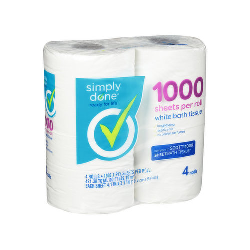 Simply Done White Bath Tissue Rolls