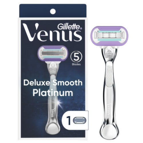 Venus Deluxe Smooth Platinum Women's Razor Handle + 1 Blade Refill