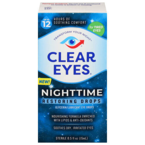 Clear Eyes Eye Drops, Glycerin/Lubricant, Nighttime