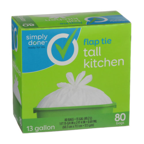 Simply Done Tall Kitchen Bags, Drawstring, 13 Gallon