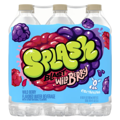SPLASH Splash Blast Wild Berry Flavored Water Bottle 16.9 oz, 6 Count