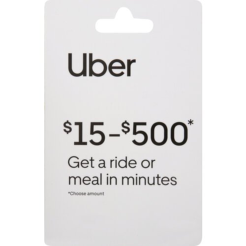 Uber Gift Card, $15-$500