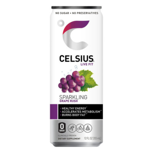 Celsius Energy Drink, Grape Rush, Sparkling