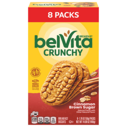 belVita belVita Cinnamon Brown Sugar Breakfast Biscuits, 8 Packs (4 Biscuits Per Pack)