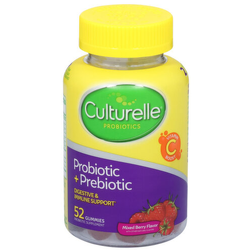 Culturelle Probiotic + Prebiotic, Digestive & Immune Support, Gummies, Mixed Berry Flavor