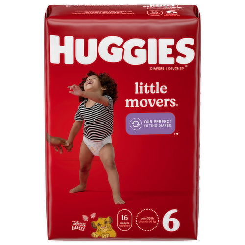 Huggies Little Movers. Diapers, Disney Baby, 6 (Over 35 lb) - 16 diapers