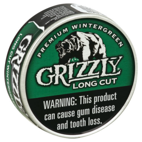 Grizzly Snuff, Moist, Long Cut, Premium Wintergreen