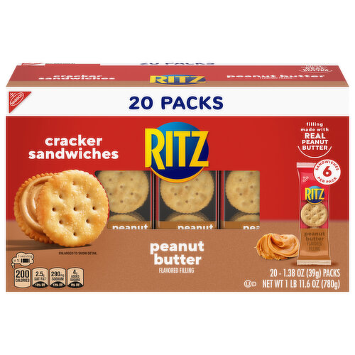 Ritz Cracker Sandwiches, Peanut Butter, 20 Packs