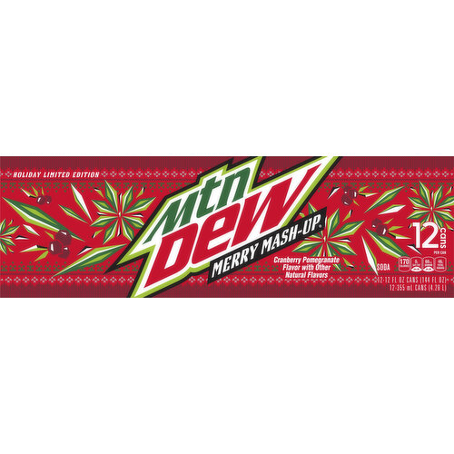 Mountain Dew Soda, Merry Mash-Up, 12 Pack