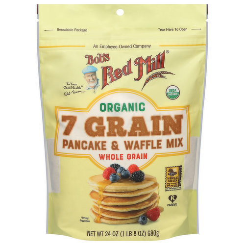 Bob's Red Mill Pancake & Waffle Mix, Organic, Whole Grain, 7 Grain