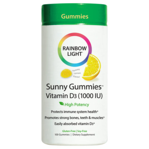 Rainbow Light Vitamin D3, 1,000 IU, Gummies, Yummy Lemon Flavor!