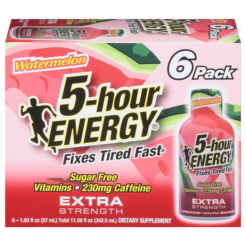 5-Hour Energy Energy Shot, Extra Strength, Watermelon, 6 Pack