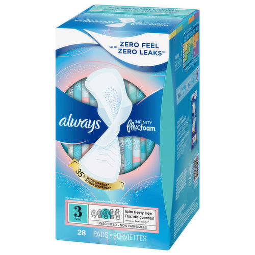 Always Pads, Flexi-Wings, Extra Heavy Flow, Unscented, Size 3 - Brookshire's