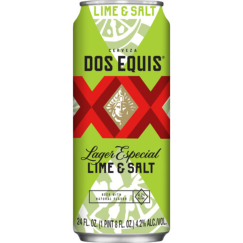 Dos Equis Beer, Lager Especial, Lime & Salt