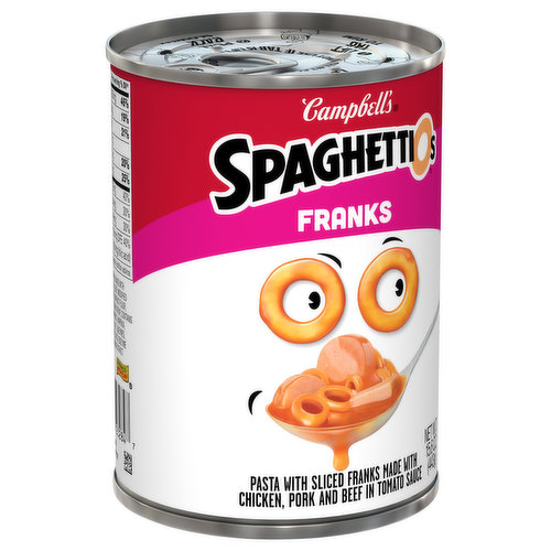 SPAGHETTIOS WITH FRANKS made of Beef Pork and Chicken