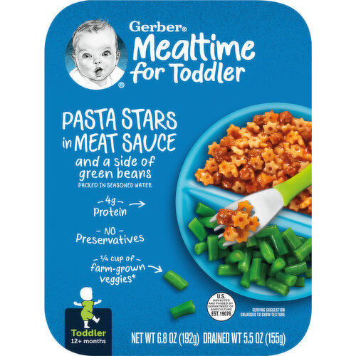 Gerber Pasta Stars in Meat Sauce, Toddler, 12+ Months