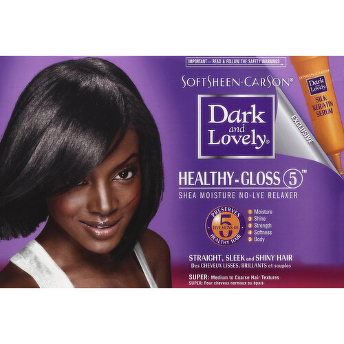 Dark and Lovely Relaxer, Shea Moisture No-Lye, Healthy Gloss 5, Super