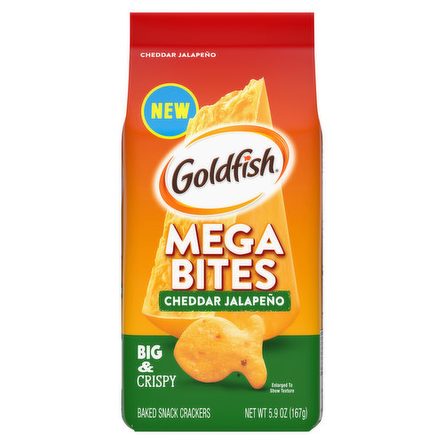 Goldfish Baked Snack Crackers, Cheddar Jalapeno, Mega Bites