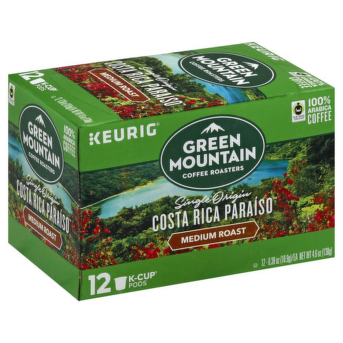 Green Mountain Coffee, 100% Arabica, Medium Roast, Single Origin Costa Rica Paraiso, K-Cup Pods