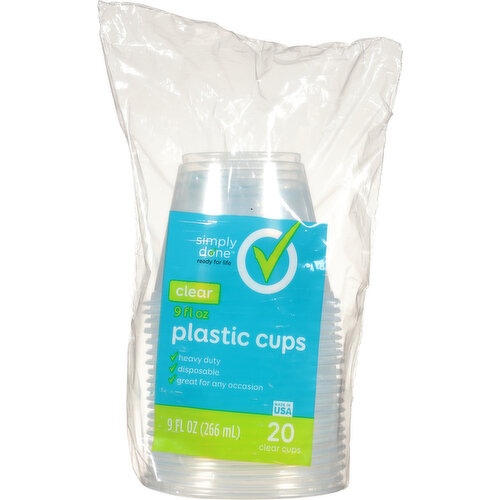 Simply Done Plastic Cups, Clear, 9 Fluid Ounce