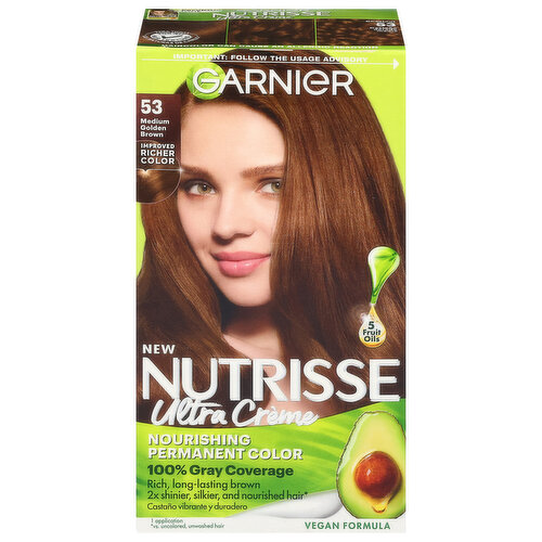 Garnier Permanent Hair Color, Ultra Creme, Medium Golden Brown 53