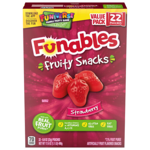 Funables Fruity Snacks, Strawberry, Value Pack