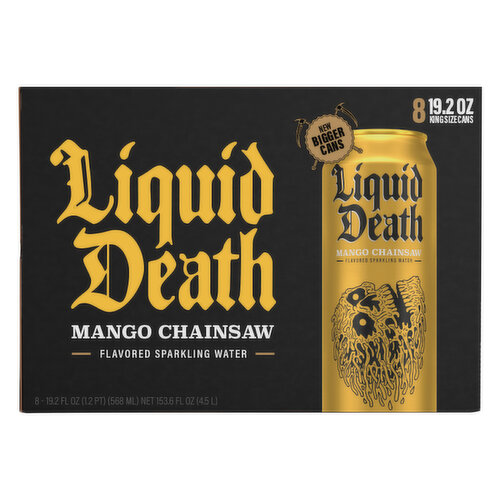 Liquid Death Sparkling Water, Mango Chainsaw Flavored, King Size Cans