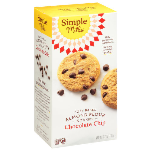 Simple Mills Cookies, Almond Flour, Soft Baked, Chocolate Chip
