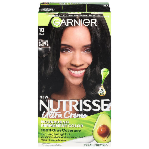 Garnier Permanent Hair Color, Ultra Creme, Black 10