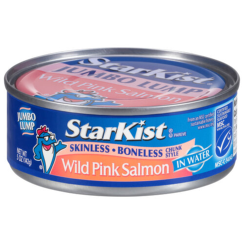 StarKist Pink Salmon, Wild, Boneless, Skinless, Chunk Style, Jumbo Lump