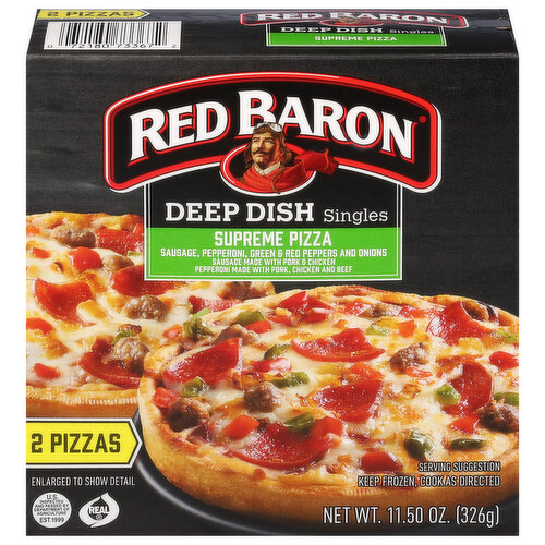 Red Baron Pizza, Deep Dish, Supreme, Singles