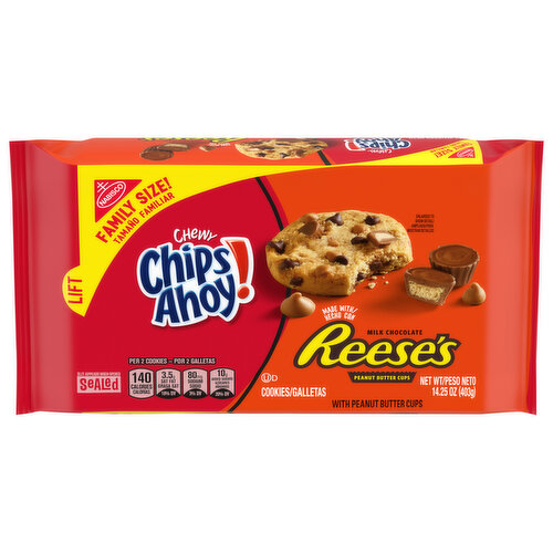 CHIPS AHOY! CHIPS AHOY! Chewy Chocolate Chip Cookies with Reese's Peanut Butter Cups, Family Size, 14.25 oz