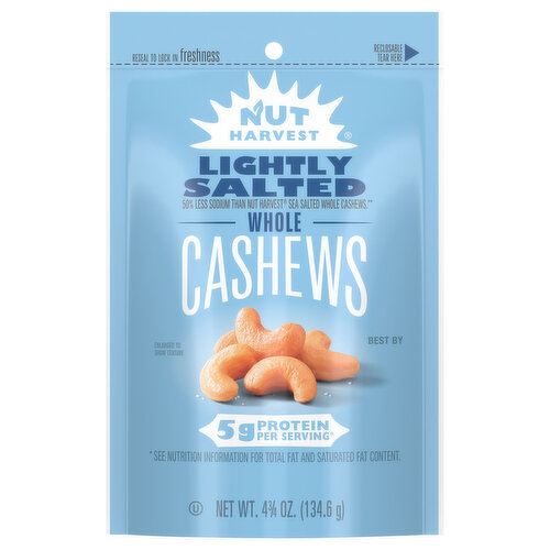 Nut Harvest Cashews, Lightly Salted, Whole